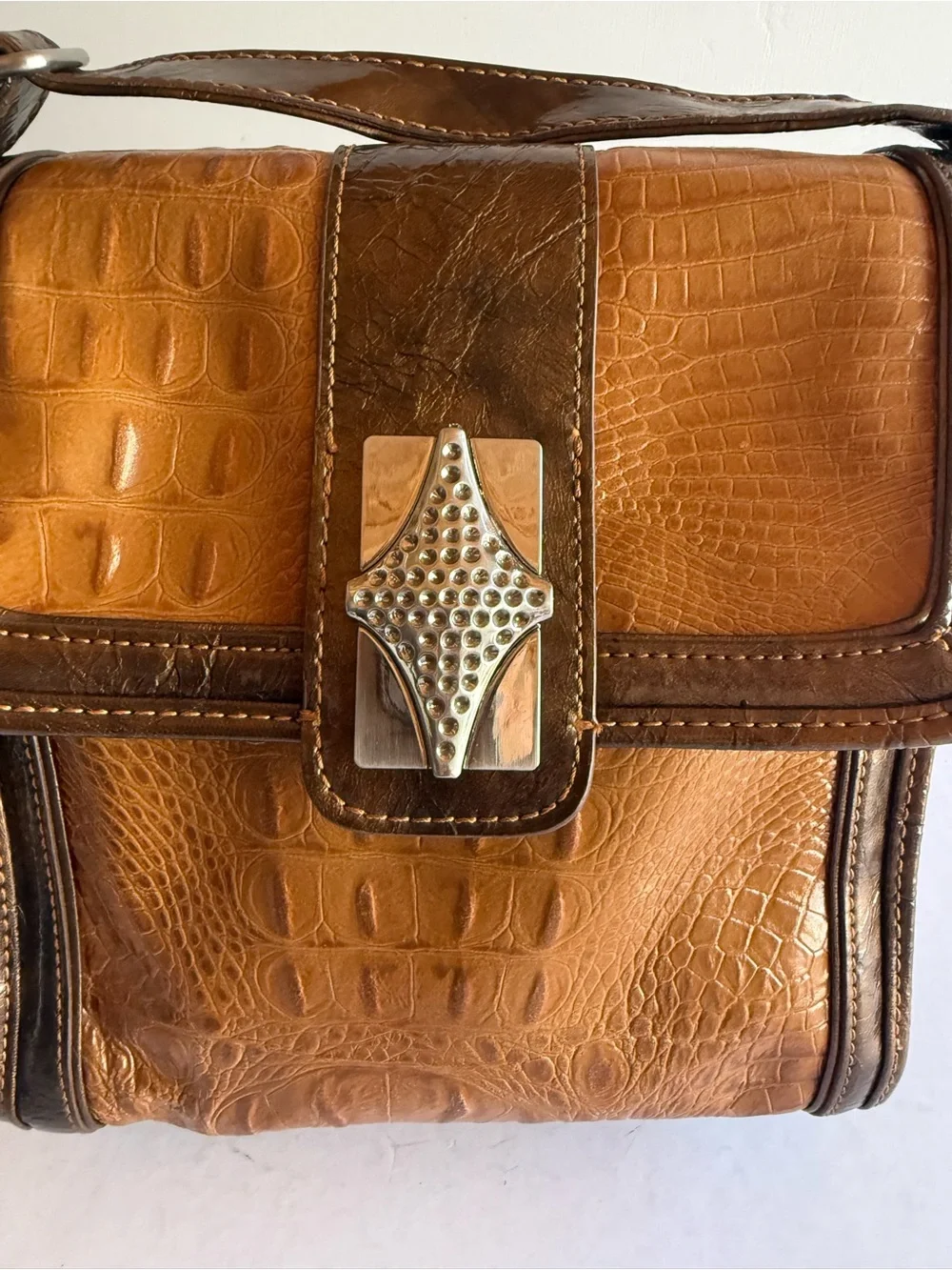 Madi Claire Leather Croc Embossed Crossbody